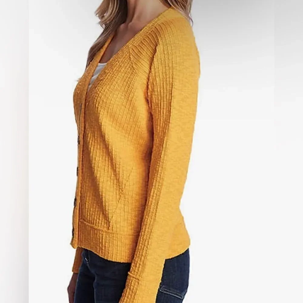 Two by Vince Camuto Ladies' Button Cardigan Size  Mustard Yellow Large NWOT